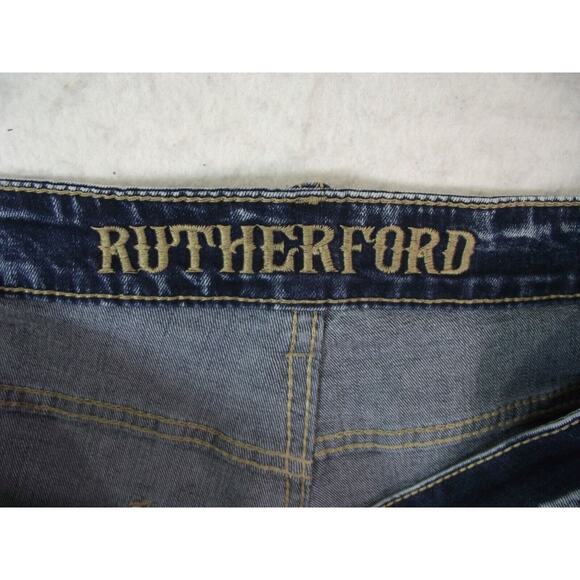 Rutherford Men's Jeans 36 x 34 blue acid wash distressed Flex skinny fit blue - Picture 10 of 11